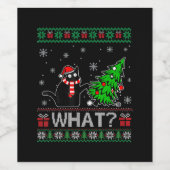 Katze Was lustige schwarze Katze Pushing Weihnacht Weinetikett (Einzelnes Label)