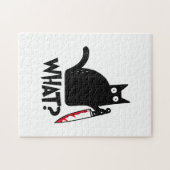 Katze Was_ Lustige Schwarze Katze Puzzle (Horizontal)