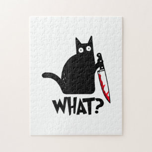 Katze Was_ Lustige Schwarze Katze Puzzle
