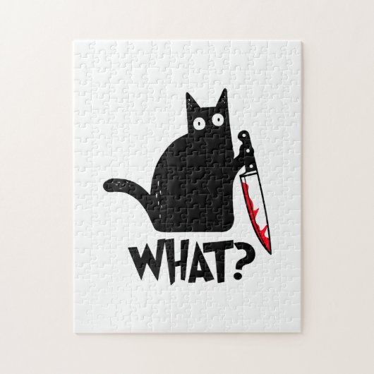 Katze Was_ Lustige Schwarze Katze Puzzle (Vertikal)