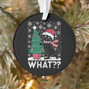 Katze Was Lustige Schwarze Katze Schiebt Weihnacht Ornament