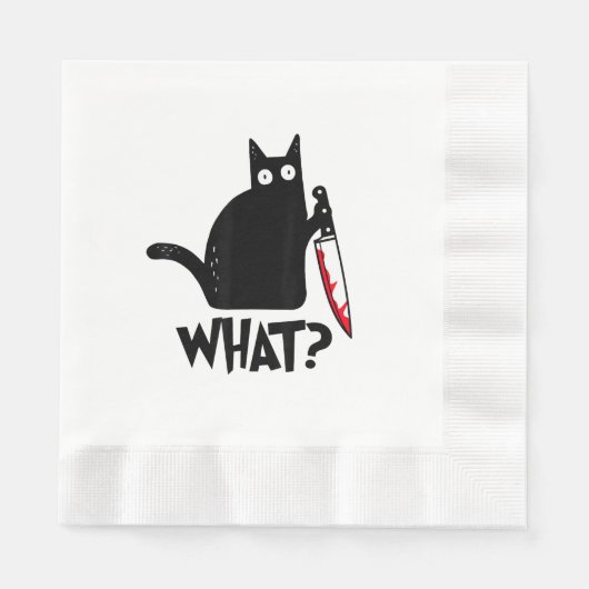 Katze Was_ Lustige Schwarze Katze Serviette (Vorderseite)