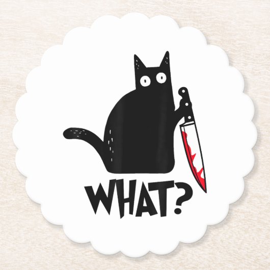 Katze Was_ Lustige Schwarze Katze Untersetzer (Vorderseite)