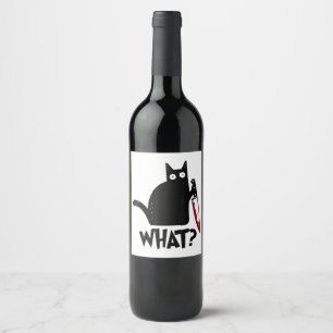 Katze Was Lustiges Schwarzes Katze Shirt Mörderisc Weinetikett