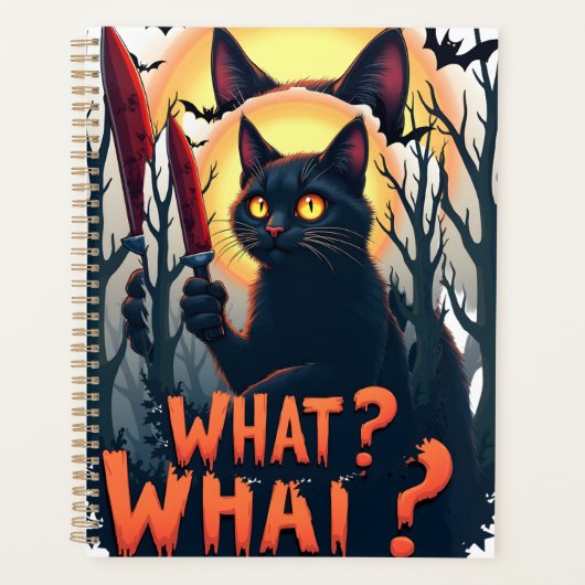 Katze Was Mörderische Schwarze Katze Mit Messerkos Planer (Vorderseite)