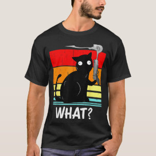 Katze Was_ Mörderische Schwarze Katze Mit Waffe Ha T-Shirt