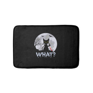 Katze Was_ Murdere schwarze Katze mit Knife Hallow Badematte