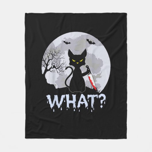 Katze Was_ Murdere schwarze Katze mit Knife Hallow Fleecedecke (Vorderseite)