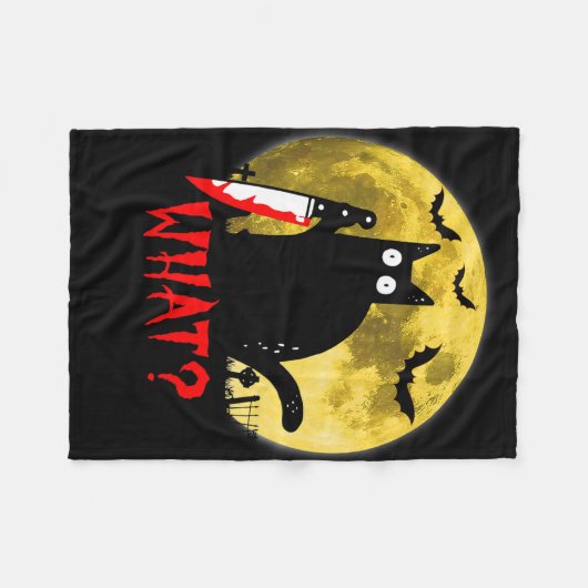 Katze Was Murderous Black Cat Holding Knife Funny Fleecedecke (Vorderseite (Horizontal))