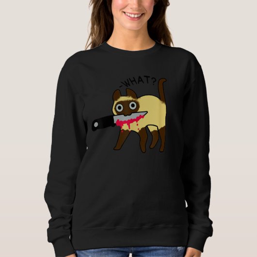 Katze was Murderous Siamese Katze mit Knife Hallow Sweatshirt (Vorderseite)