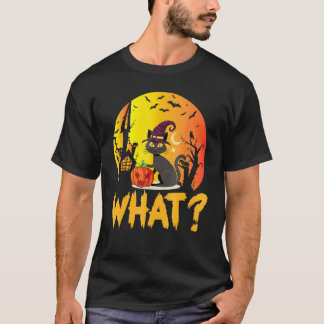 Katze Was Schwarze Katze Mit Kürbis Halloween Kost T-Shirt
