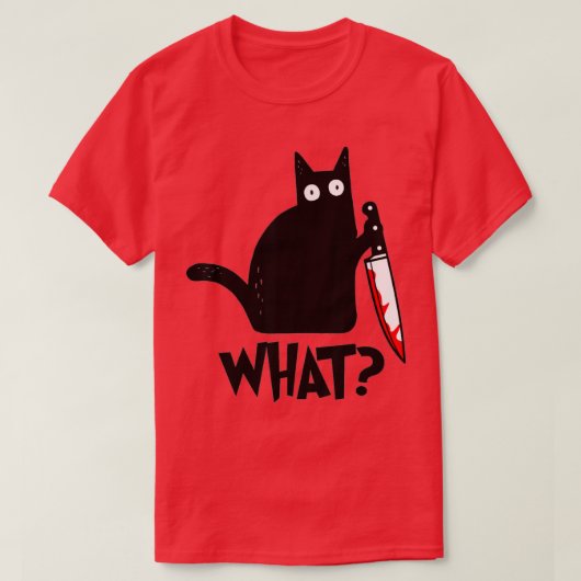 Katze was schwarze Katze Murderous Katze mit Knife T-Shirt (Design vorne)