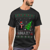 Katze, was schwarze Katze Pushing Weihnachtsbaum h T-Shirt (Vorderseite)
