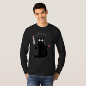 Katze was schwarzes Ca Murderous Katze mit Knife T-Shirt (Vorne ganz)