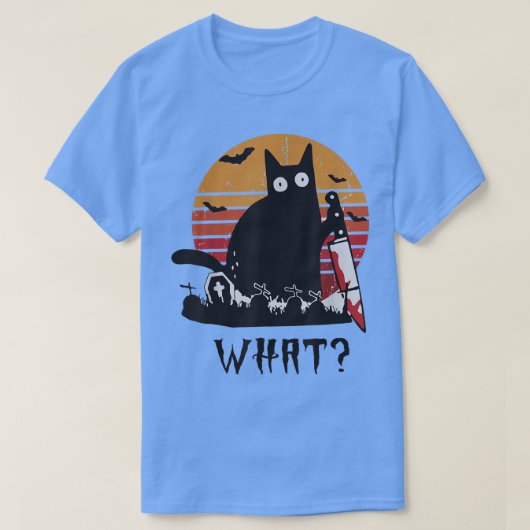 Katze, was Shirt lustige schwarze Katze mit Knife (Design vorne)