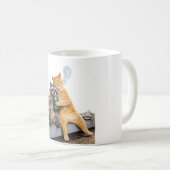 Katze Waschbär raucht Zigarette | Vintage Meme Tri Kaffeetasse (VorderseiteRechts)