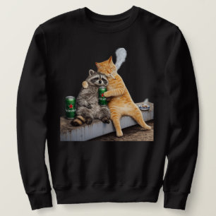 Katze Waschbär raucht Zigarette Vintage Meme Tri Sweatshirt