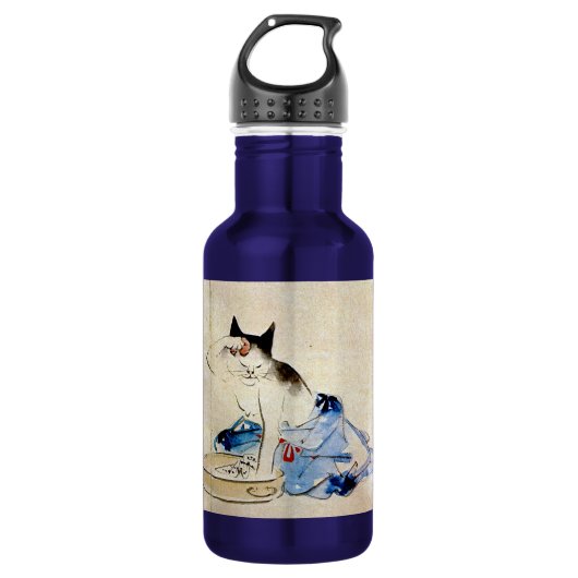 Katze waschen ihren Körper, Utagawa Hiroshige Edelstahlflasche (Vorderseite)