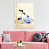 Katze waschen ihren Körper, Utagawa Hiroshige Leinwanddruck (Insitu (Wohnzimmer))