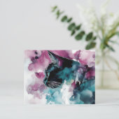 Katze Wasserfarben Postkarte (Stehend Vorderseite)