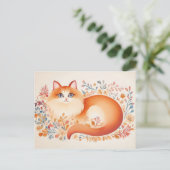 Katze Wasserfarben Postkarte (Stehend Vorderseite)
