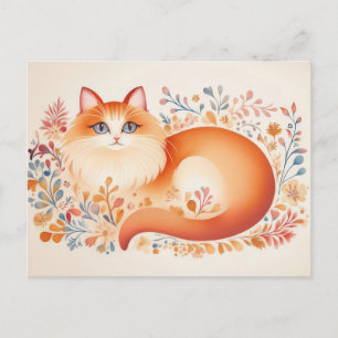 Katze Wasserfarben Postkarte