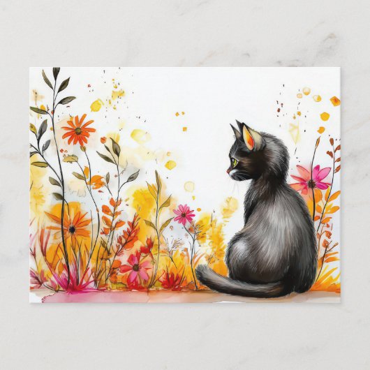 Katze Wasserfarben Postkarte (Vorderseite)