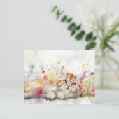Katze Wasserfarben Postkarte (Stehend Vorderseite)