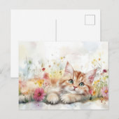 Katze Wasserfarben Postkarte (Vorne/Hinten)