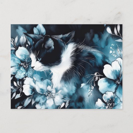 Katze Wasserfarben Postkarte (Vorderseite)