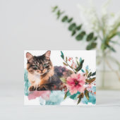 Katze Wasserfarben Postkarte (Stehend Vorderseite)