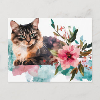 Katze Wasserfarben Postkarte