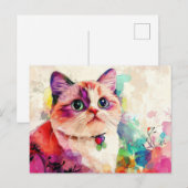 Katze Wasserfarben Postkarte (Vorne/Hinten)