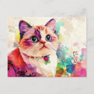 Katze Wasserfarben Postkarte