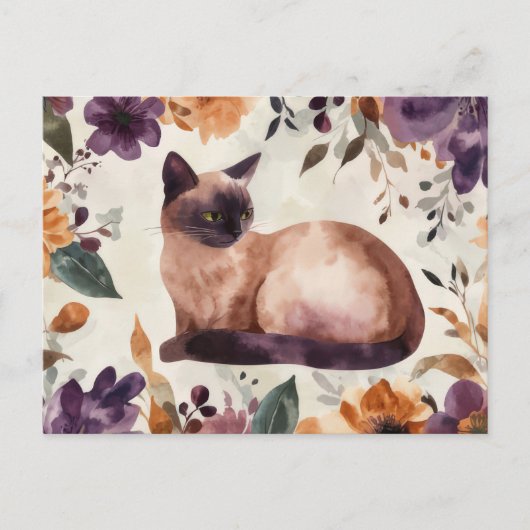 Katze Wasserfarben Postkarte (Vorderseite)