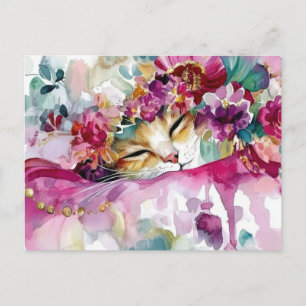 Katze Wasserfarben Postkarte