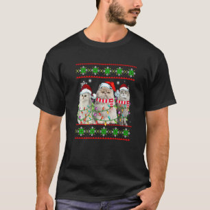 Katze Weihnachten Hässlicher Sweater Santa Hut Für T-Shirt