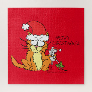 Katze Weihnachten Lustige Cartoon Niedliche Maus Puzzle