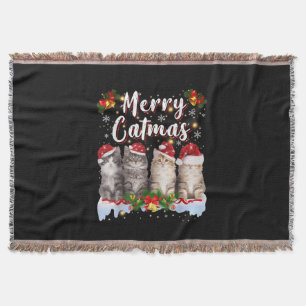 Katze Weihnachten Santa Hut Lustig Fröhliche Katma Decke