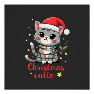Katze Weihnachten Süße Katzen Weihnachts-T-Shirt f Poster
