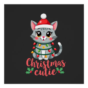 Katze Weihnachten Süße Katzen Weihnachts-T-Shirt f Poster