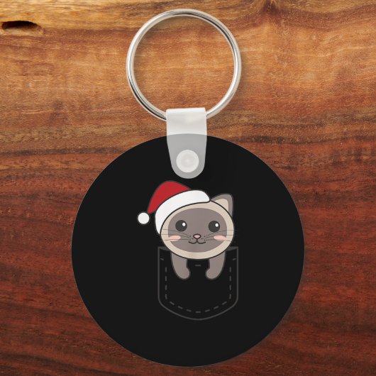 Katze Weihnachten Weihnachten im Brustkorb Niedlic Schlüsselanhänger (Vorderseite)