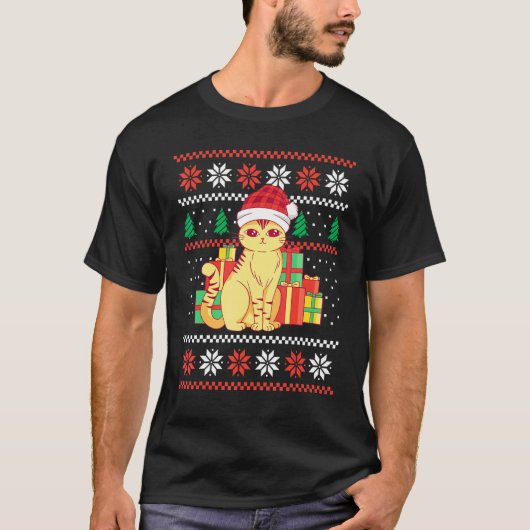 Katze Weihnachts Pullover Katze Mit Koboldmütze (Vorderseite)