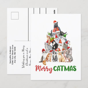 Katze Weihnachtsbaum Katzenliebhaber Weihnachten Postkarte