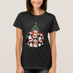 Katze Weihnachtsbaum Licht Santa Hut Xmas Lustig M T-Shirt
