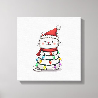 Katze Weihnachtsbaum Weihnachten (2) Leinwanddruck