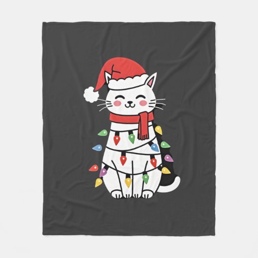 Katze Weihnachtsbaum Weihnachten (7) Fleecedecke (Vorderseite)