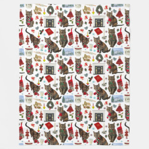 Katze Weihnachtsdecke Fleecedecke