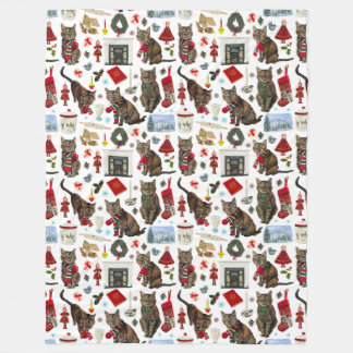 Katze Weihnachtsdecke Fleecedecke