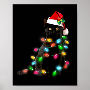 Katze Weihnachtslicht Lustiger Katzenliebhaber Wei Poster